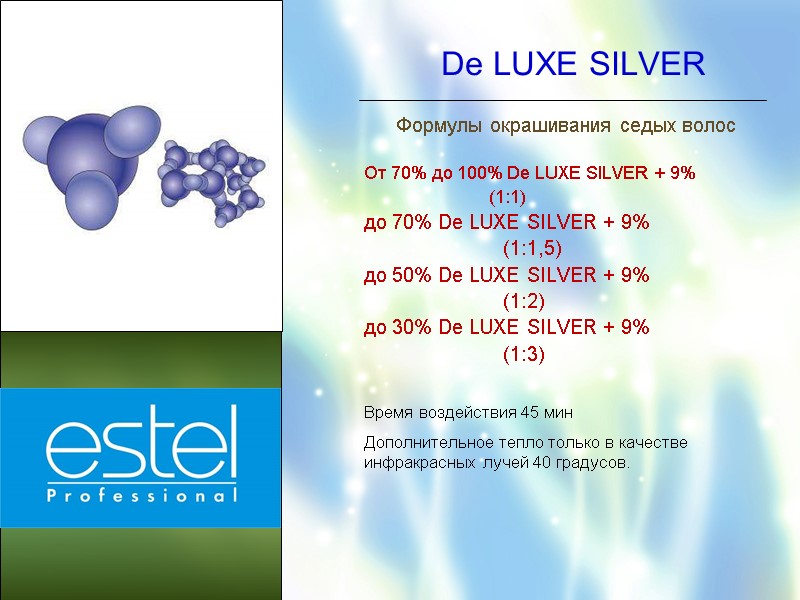 De LUXE SILVER Формулы окрашивания седых волос  От 70% до 100% De LUXE